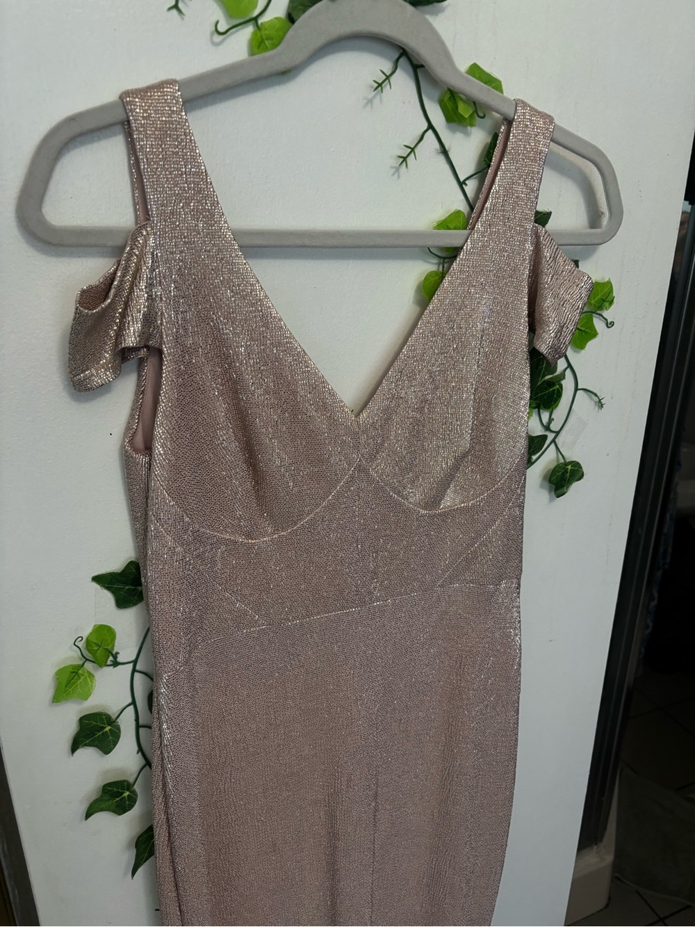 Calvin Klein Metallic Rose Evening Gown